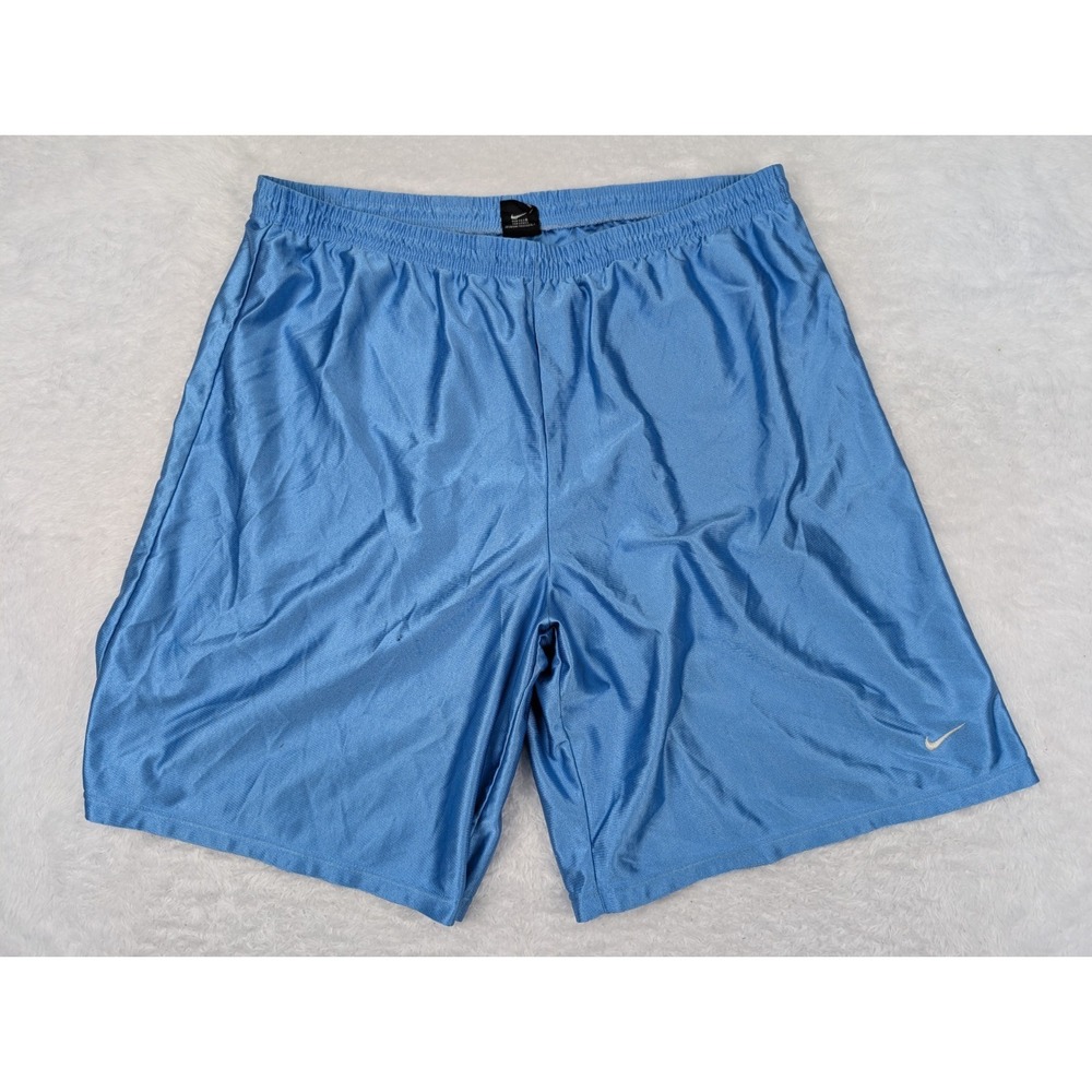 VTG Nike Basketball Shorts Men's 3XL Blue 9" USA Made Shimmer Shiny Dazzle Y2K